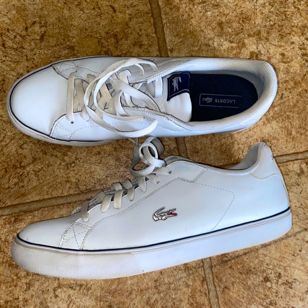 #5 - Lacoste white athletic sports shoes 9.5